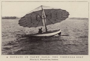 Eine Neuheit in Yachtsegeln, das Regenschirmboot von English Photographer