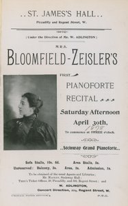 Werbung für ein Konzert von Fannie Bloomfield-Zeisler