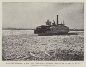Nach dem Blizzard, eine New Yorker Fähre pflügt durch das Eis im East River von English Photographer