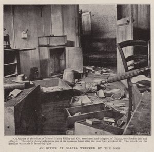 Ein Büro in Galata, das vom Mob zerstört wurde von English Photographer