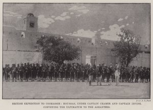 Britische Expedition nach Coomassie, Houssas unter Captain Cramer und Captain Irvine, die das Ultimatum an die Ashantees überbringen