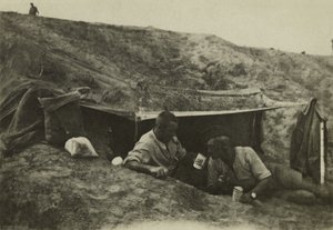 Britische Soldaten außer Dienst in einem Lager in Tel-el-Jemi, Palästina, Oktober 1917