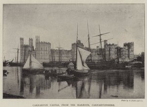 Carnarvon Castle, vom Hafen aus, Carnarvonshire