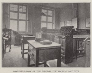 Setzerei des Borough Polytechnic Institute
