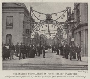 Krönungsdekorationen in der Flora Street, Plymouth