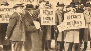 Demonstration im Hyde Park in London gegen Hitlers Verfolgung der Juden in Deutschland
