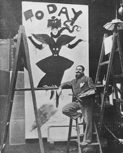 Dudley Hardy malt ein Plakat für die Zeitschrift 
