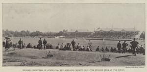 Englische Cricketspieler in Australien, das Adelaide Cricket Oval, das englische Team auf dem Feld von English Photographer