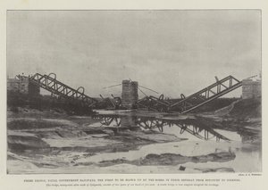 Frere-Brücke, Natal Government Railways, die erste von den Buren in ihrem Rückzug von Estcourt nach Colenso gesprengte Brücke von English Photographer