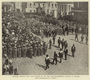 General Blanco und sein Stab auf dem Weg zum Palast des Generalkapitäns in Havanna von English Photographer