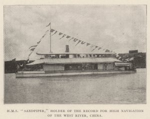 HMS Sandpiper, Inhaberin des Rekords für die Hochseeschifffahrt auf dem Westfluss, China von English Photographer
