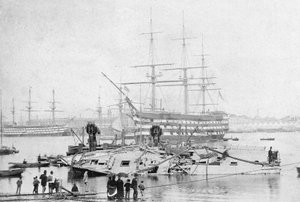 HMS Victory im Hafen von Portsmouth, ca. 1870