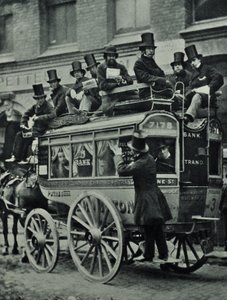 Pferdeomnibus der London Bridge Railway mit Passagieren, 1880 von English Photographer