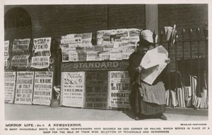 Londoner Leben, ein Zeitungsverkäufer
