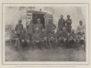 Major Harrison und Offiziere der 76., 81. und 82. Batterien der Royal Field Artillery am Newport Junction