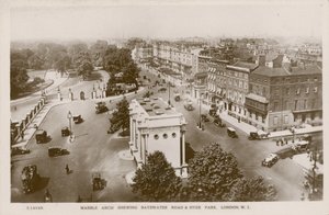 Marble Arch mit Bayswater Road und Hyde Park, London