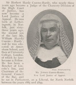 Mr. Justice Cozens-Hardy, neuer Lord Justice of Appeal
