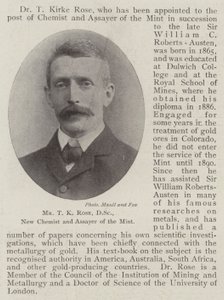 Herr T. K. Rose, DSc, neuer Chemiker und Prüfer der Münze