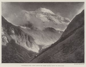 Malerisches Indien, Schnee um den Pindri-Gletscher, zehn Meilen entfernt gesehen