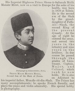 Prinz Malik Mansur Mirza, Zweiter Sohn des Schahs von Persien