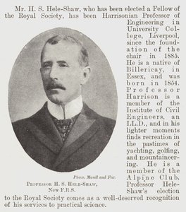 Professor H S Hele-Shaw, neuer FRS