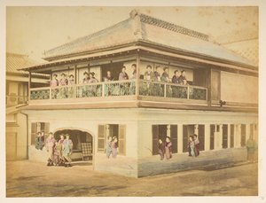 Prostituierte im Shinpuro-Bordell, Takashima-cho, Yokohama, Fotograf: Stillfried, Raimund von Lucas Sammlung: Fotografischer Bericht der Weltreise von Charles James und Morton P, Lucas von English Photographer