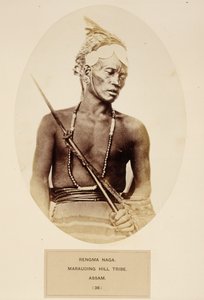 Rengma Naga, marodierender Hügelstamm, Assam, aus The People of India, von J. Forbes Watson, veröffentlicht 1868