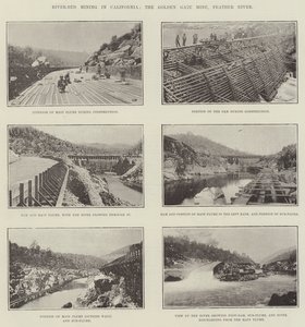 Flussbett-Bergbau in Kalifornien, die Golden Gate Mine, Feather River