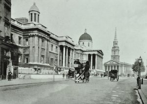 Saint Martin in the Fields und die National Gallery, Trafalgar Square, Westminster LB: Nordseite Blick nach Osten, 1896