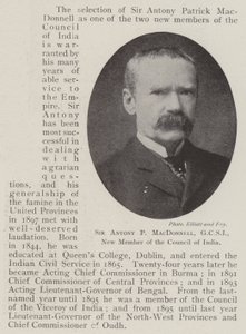Sir Antony P. MacDonnell, GCSI, neues Mitglied des Indischen Rates von English Photographer