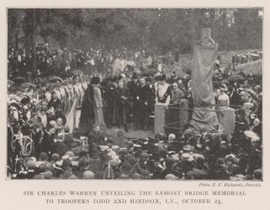 Sir Charles Warren enthüllt das Eamont Bridge Memorial für die Soldaten Tood und Hindson, Imperial Yeomanry, 24. Oktober