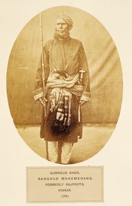 Sumneus Khan, Ranghur Mahomedaner, ehemals Rajpoots, Hissar, aus Die Völker Indiens, von J. Forbes Watson, veröffentlicht 1868