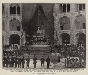 Die Ermordung des Schahs von Persien, der Körper im kaiserlichen Palast aufgebahrt von English Photographer