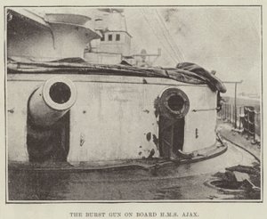 Die explodierte Kanone an Bord der HMS Ajax
