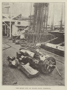 Die explodierte Kanone an Bord der HMS Cordelia von English Photographer