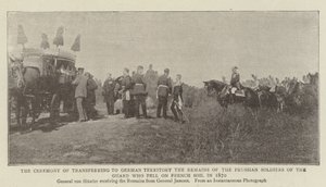 Die Zeremonie der Überführung der Überreste der preußischen Soldaten der Garde, die 1870 auf französischem Boden gefallen sind, in deutsches Territorium von English Photographer