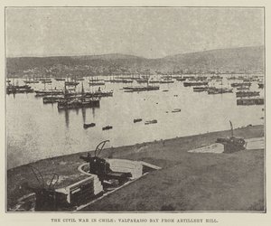 Der Bürgerkrieg in Chile, Valparaiso-Bucht vom Artillerie-Hügel von English Photographer