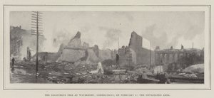 Das verheerende Feuer in Waterbury, Connecticut, am 2. Februar, das verwüstete Gebiet