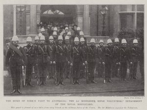Der Besuch des Herzogs von York in Australien, das 1. Middlesex Rifle Volunteers Detachment der königlichen Leibgarde
