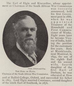 Der Earl of Elgin, Vorsitzender der Südafrikanischen Kriegskommission
