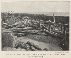 Die Auswirkungen des Sturms, Wrack der neuen Meeresstraße in Scarborough