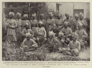 Die Grenzprobleme in Indien, Oberst Warburton und eine Gruppe von Afridi-Soldaten