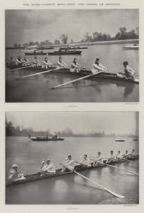 Das Inter-Varsity-Bootsrennen, die Mannschaften beim Training von English Photographer