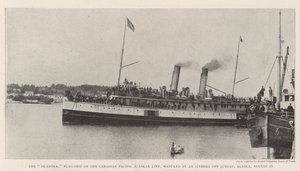 Die Islander, Flaggschiff der Canadian Pacific Alaskan Line, von einem Eisberg vor Juneau, Alaska, am 16. August zerstört