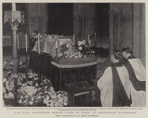 Der verstorbene Erzbischof Benson aufgebahrt in der Kathedrale von Canterbury von English Photographer