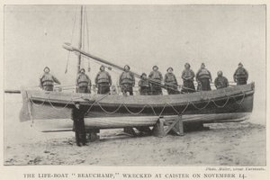 Das Rettungsboot Beauchamp, am 14. November in Caister gestrandet