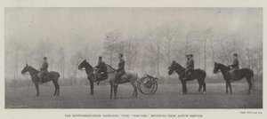 Die Montgomeryshire Yeomanry, mit Pom-Pom, von aktivem Dienst zurückgekehrt