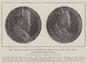 Die offizielle Ausgabe der Krönungsmedaillen durch die königliche Münze, die große Goldmedaille