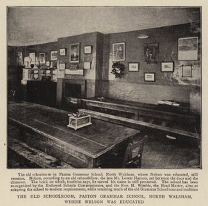 Das alte Klassenzimmer, Paston Grammar School, North Walsham, wo Nelson ausgebildet wurde