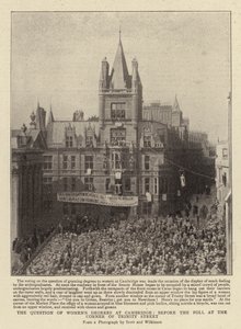 Die Frage der Frauendegrees in Cambridge, vor der Abstimmung an der Ecke der Trinity Street von English Photographer